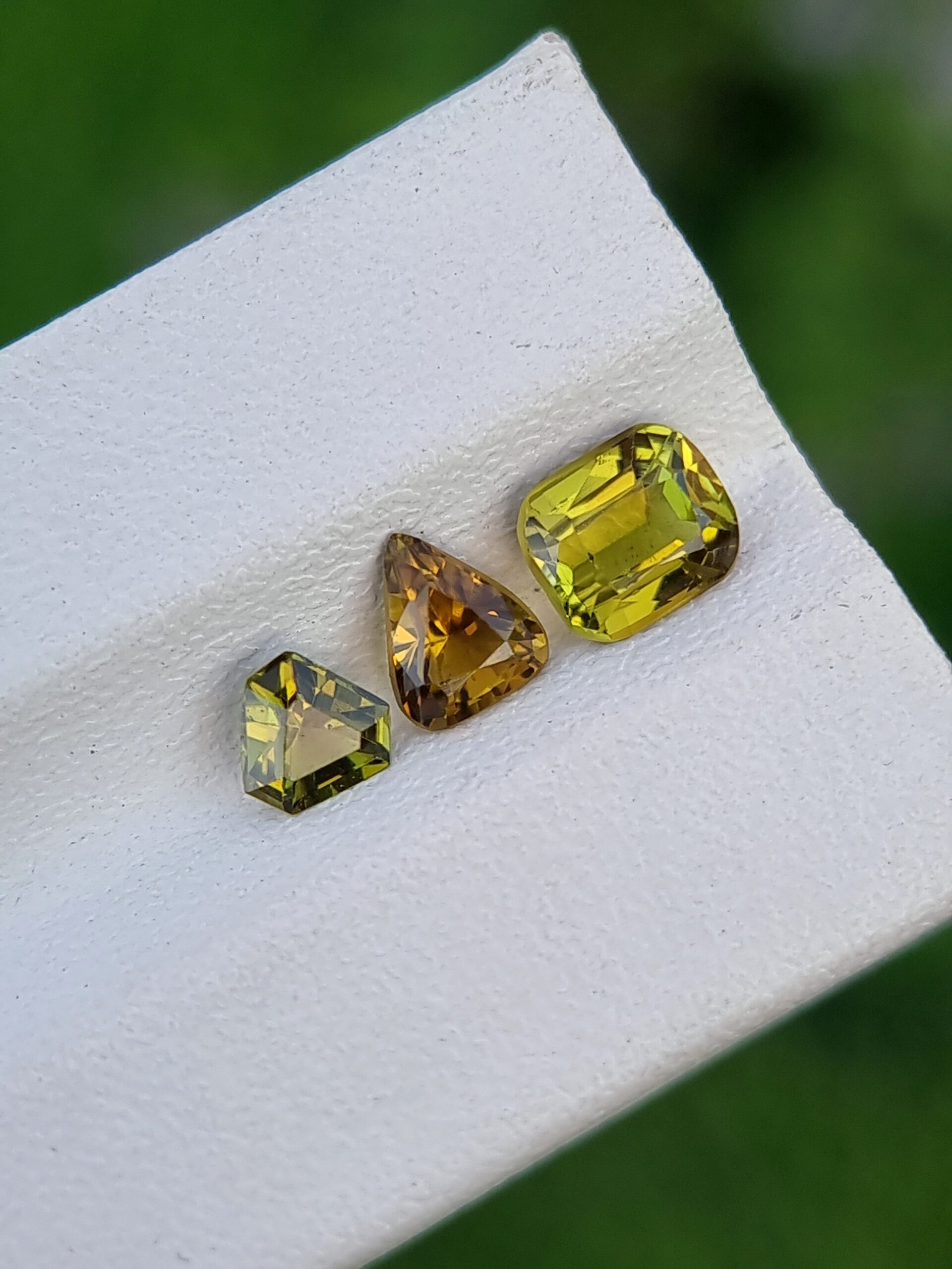 Natural Afghan Tourmaline Trio | 3-Stone Set | 1.51 ct | Green & Greenish Yellow
