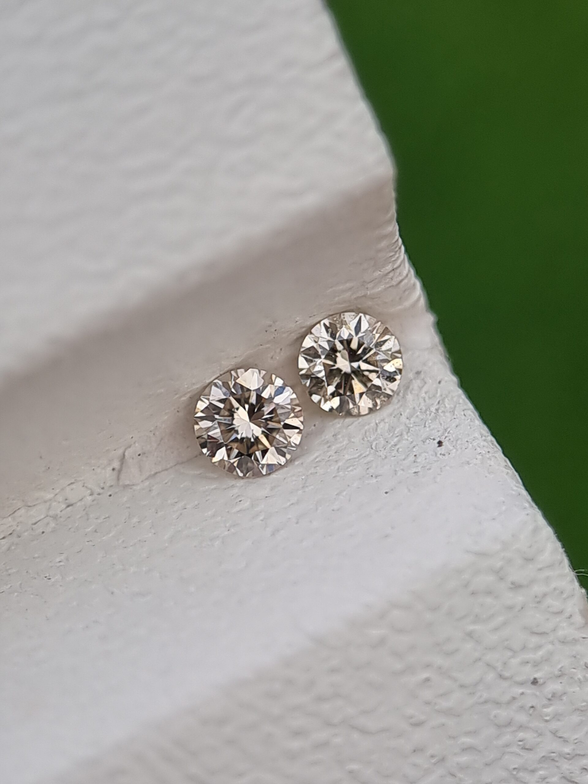 Pair of 0.08 ct Natural Diamonds, Round Brilliant Cut, Good Grade