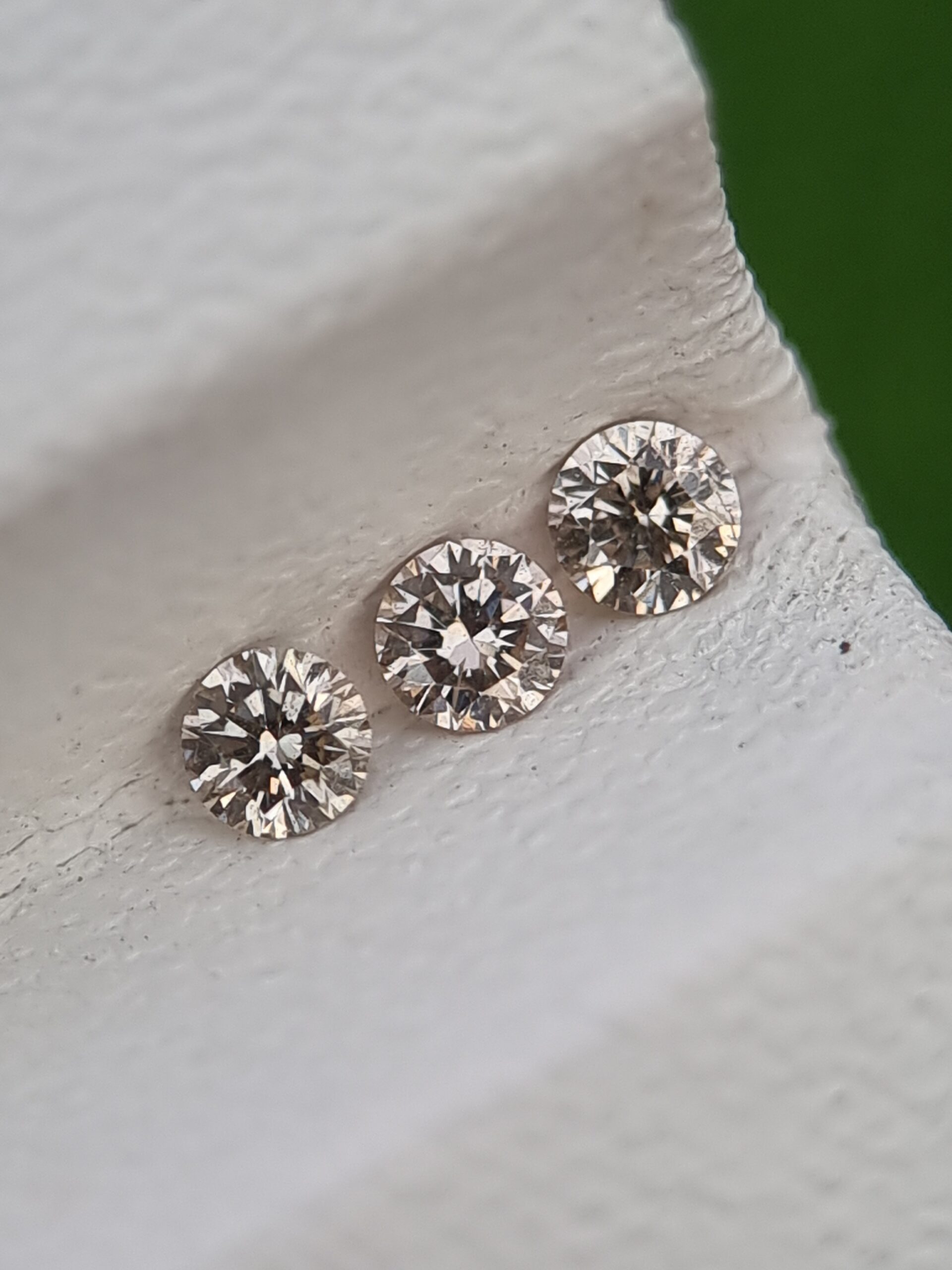 Lot of 3 Natural Diamonds, Round Brilliant Cut, 0.05-0.06 ct, Good Grade
