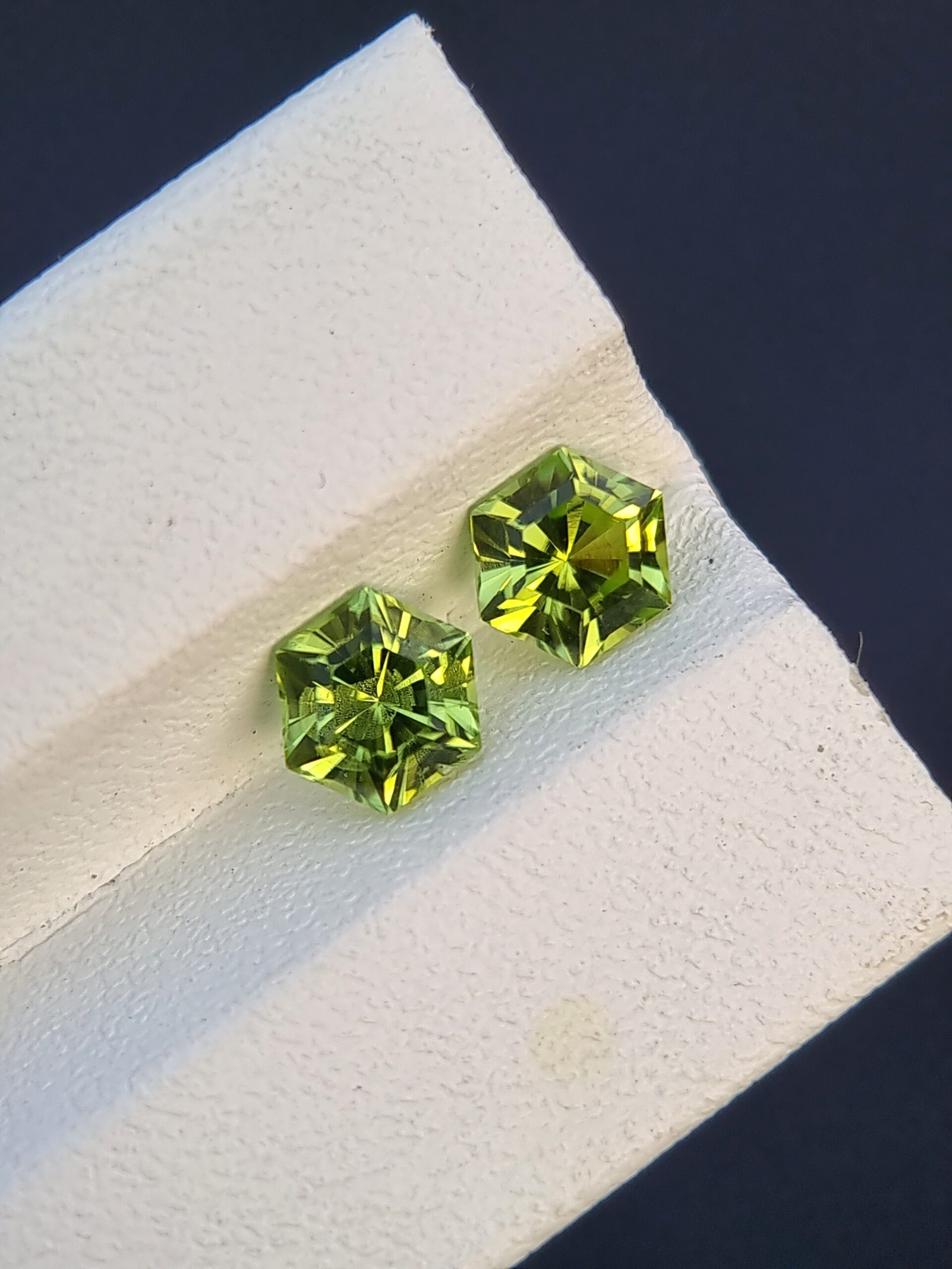 Natural Hexagonal-Cut Peridot Pair – 0.99 ct & 0.89 ct