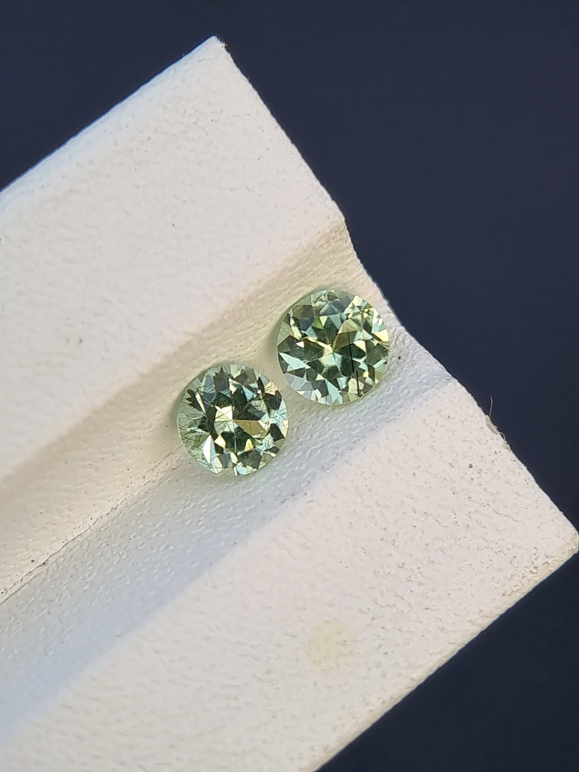 Natural Rutilated Round-Cut Peridot Pair – 0.59 ct & 0.66 ct
