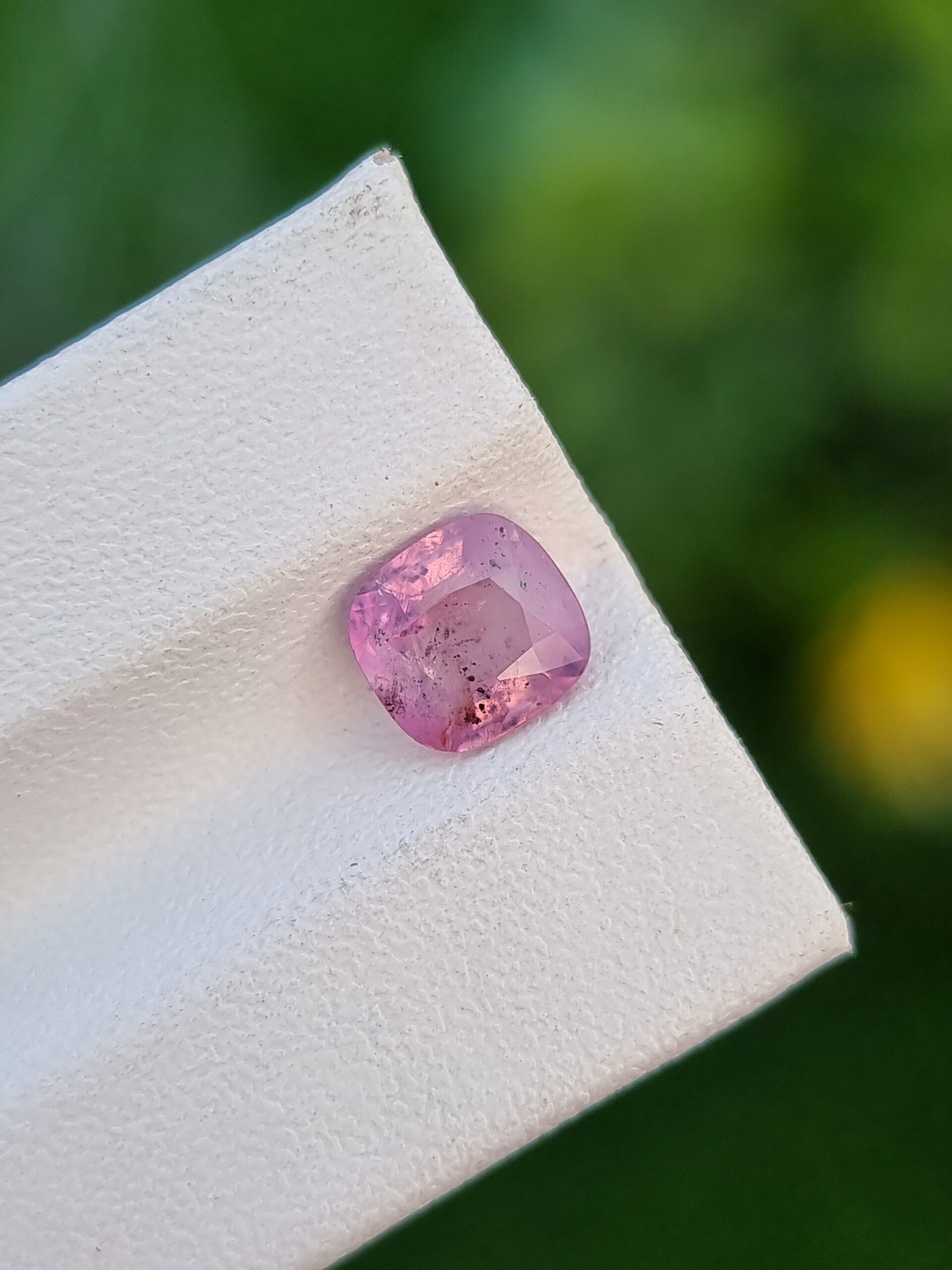 1.23 ct Natural Slightly Orangish Pink Sapphire – Cushion Cut Gemstone from Afghanistan