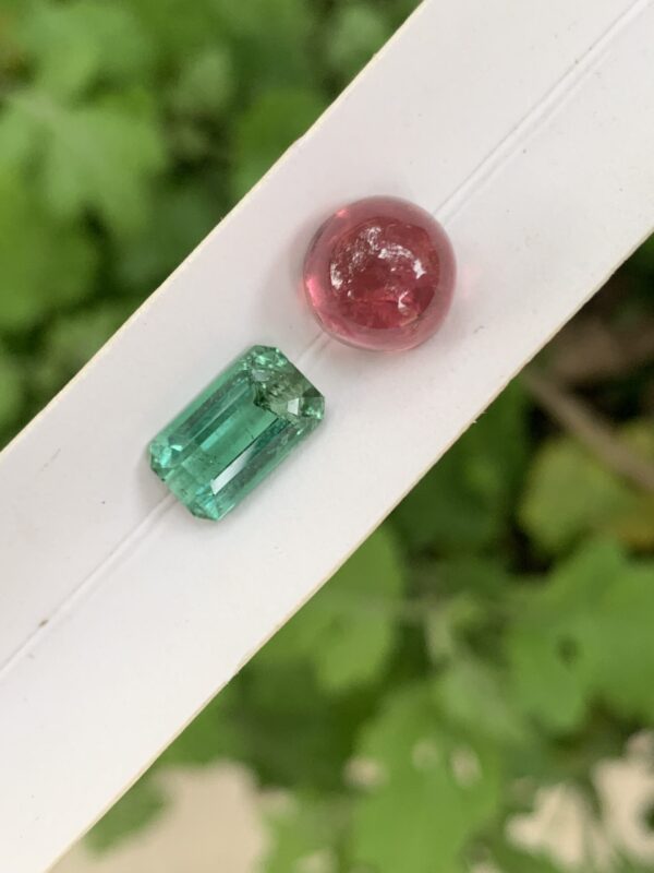 Natural Rubilite Tourmaline Cab | 3.98 ct & 2.69 ct | - Image 2