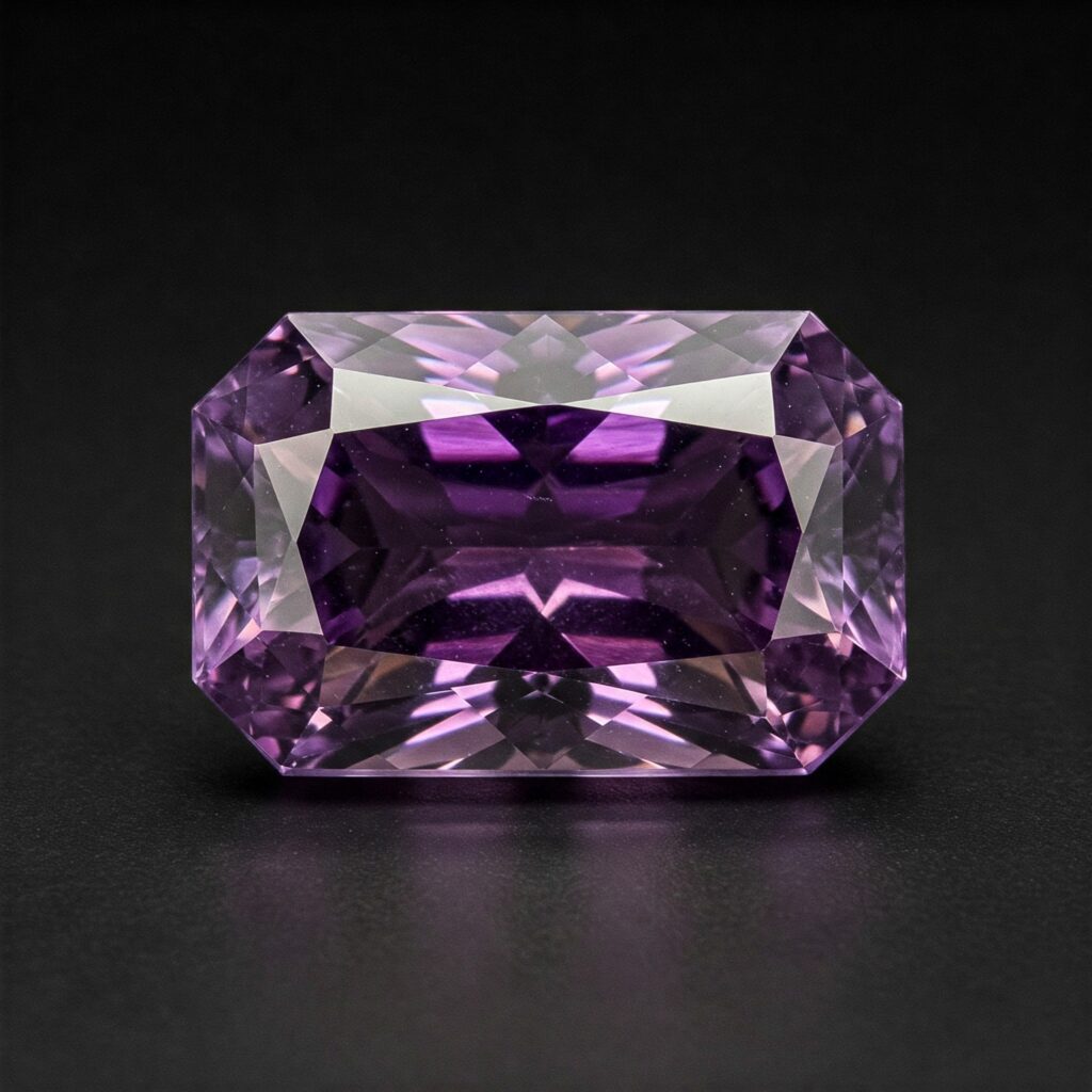 Amethyst – A Stone of Tranquility and Spiritual Awareness A purple Amethyst gemstone, known for its calming and healing properties.